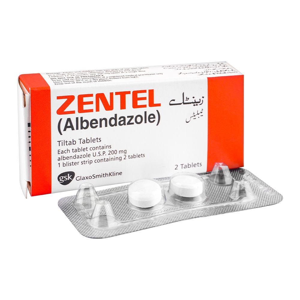 Zentel Tablets 200Mg (1 Box = 1 Strip)(1 Strip = 2 Tablets)