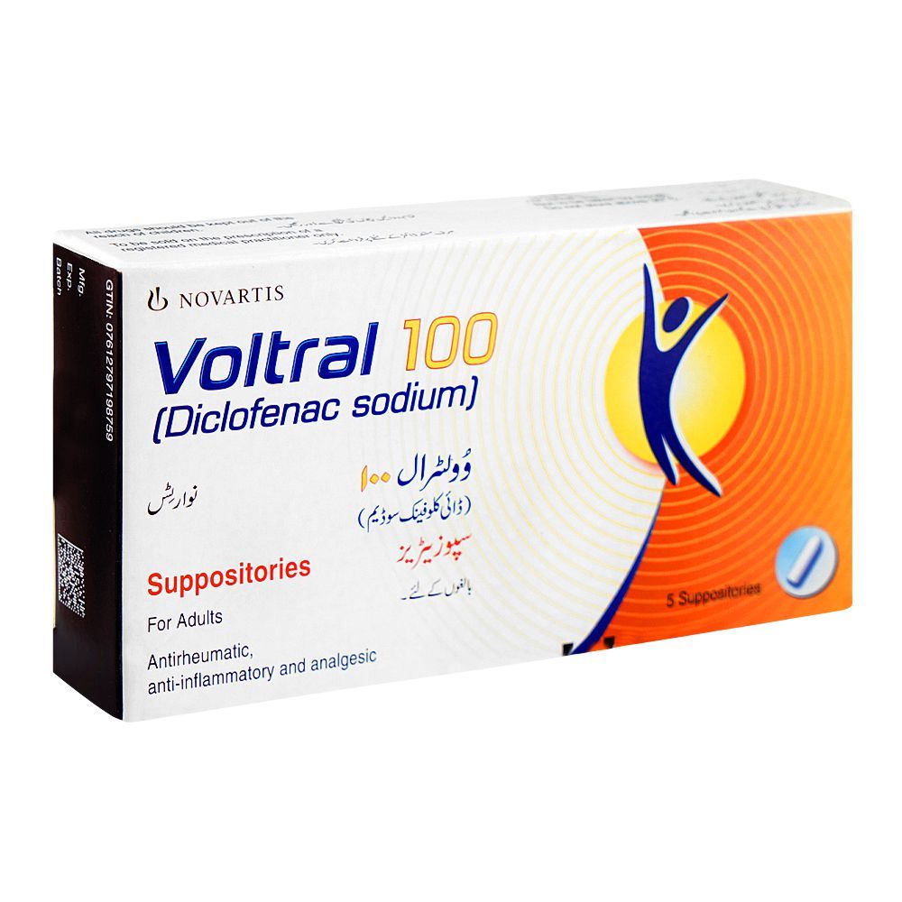 Voltral Suppositories 100Mg (1 Box = 5 Suppositories)