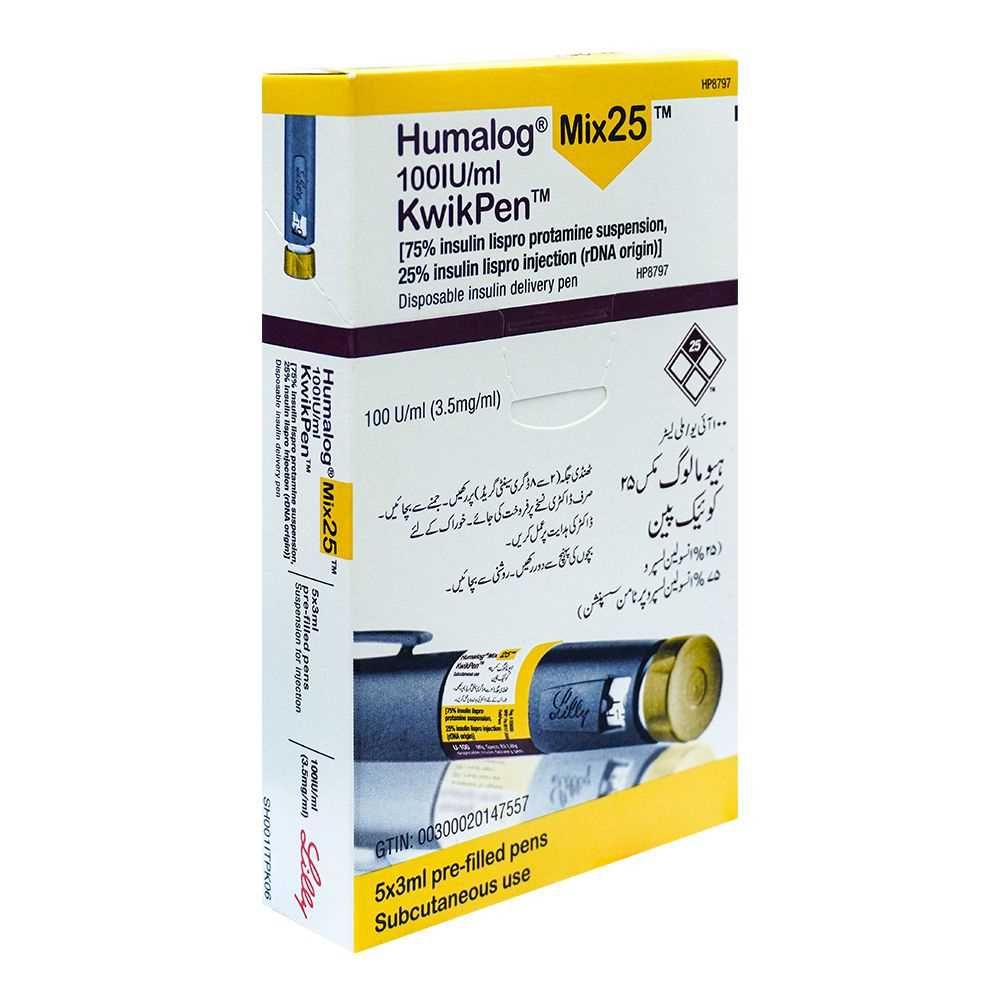 Humalog Mix 25 Kwikpen Injection 100U/Ml (1 Box = 5 Injection)