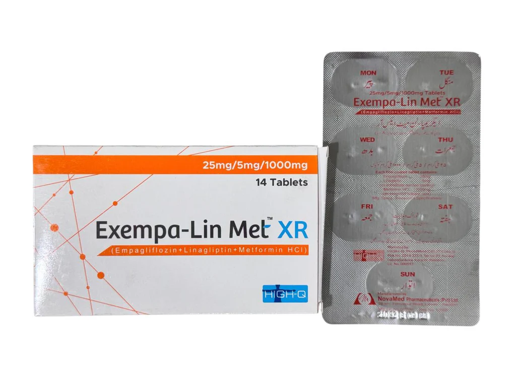 Exempa-Lin Met Xr Tablets 25Mg/5Mg/1000Mg (1 Box = 2 Strips) (1 Strip = 7 Tablets)