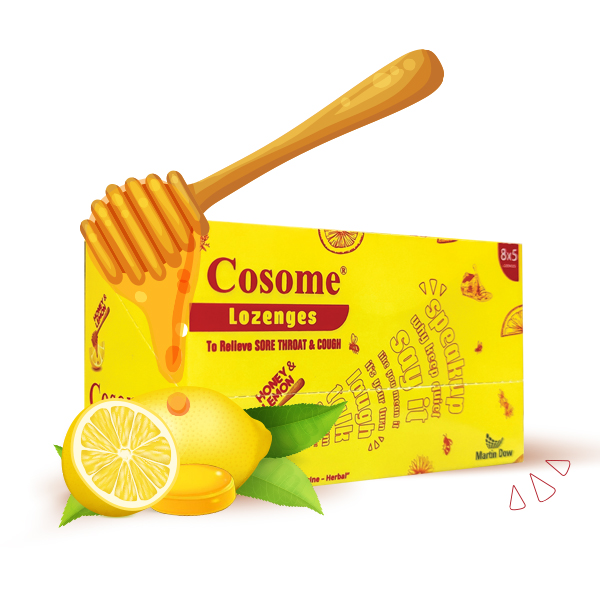Cosome Honey And Lemon Flavour Lozenges (1 Strip = 8 Tablets)