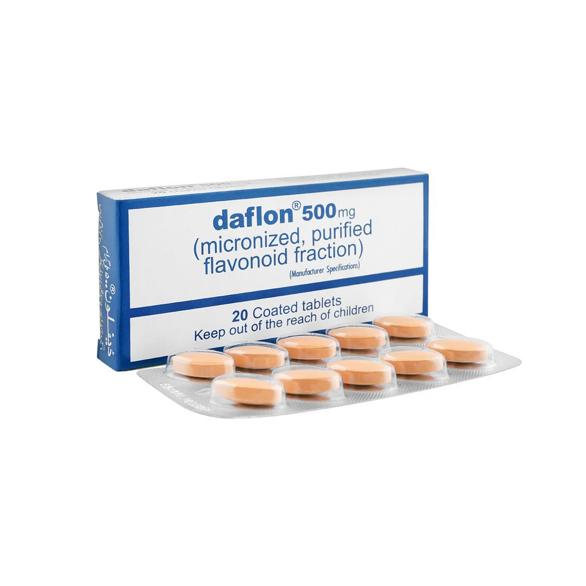 Daflon Tablets 500Mg (1 Box = 2 Strips) (1 Strip = 10 Tablets)