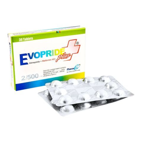 Evopride Plus Tablets 2/500Mg (1 Strip = 10 Tablets)