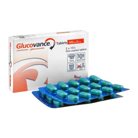 Glucovance Tablets 5/500Mg (1 Box = 2 Strips) (1 Strip = 15 Tablets)
