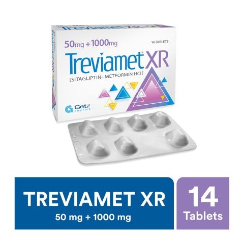 Treviamet-Xr Tablets 50Mg+1000Mg (1 Strip = 7 Tablets)