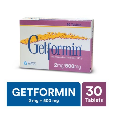 Getformin Tablets 2/500Mg (1 Strip = 10 Tablets)