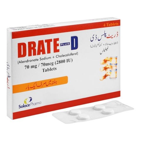 Drate Plus D Tablets 70Mg/70Mcg (1 Box = 1 Strip)(1 Strip = 4 Tablets)