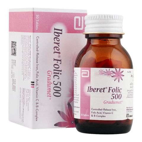 Iberet Folic-500 Gradumet Tablets (1 Bottle = 30 Tablets)