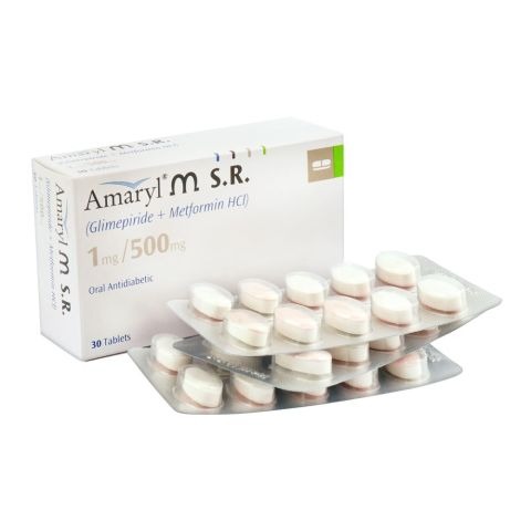 Amaryl M S.R. Tablets 1Mg/500Mg (1 Box = 3 Strips) (1 Strip = 10 Tablets)