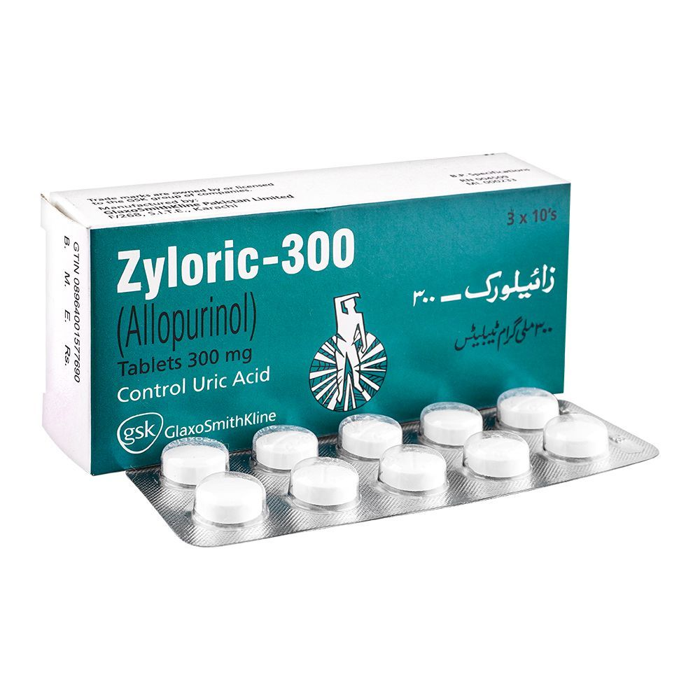 Zyloric Tablets 300Mg (1 Box = 3 Strips) (1 Strip = 10 Tablets)