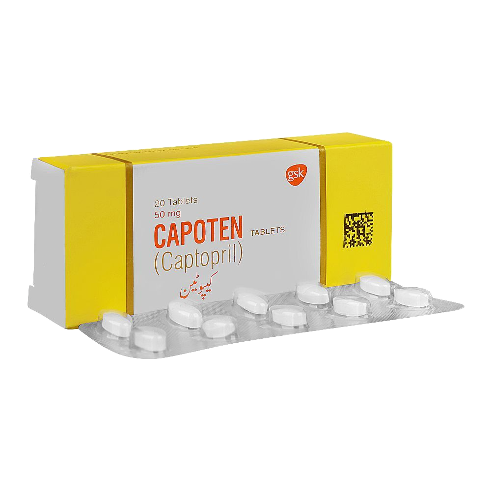 Capoten Tablets 50Mg (1 Strip = 10 Tablets)