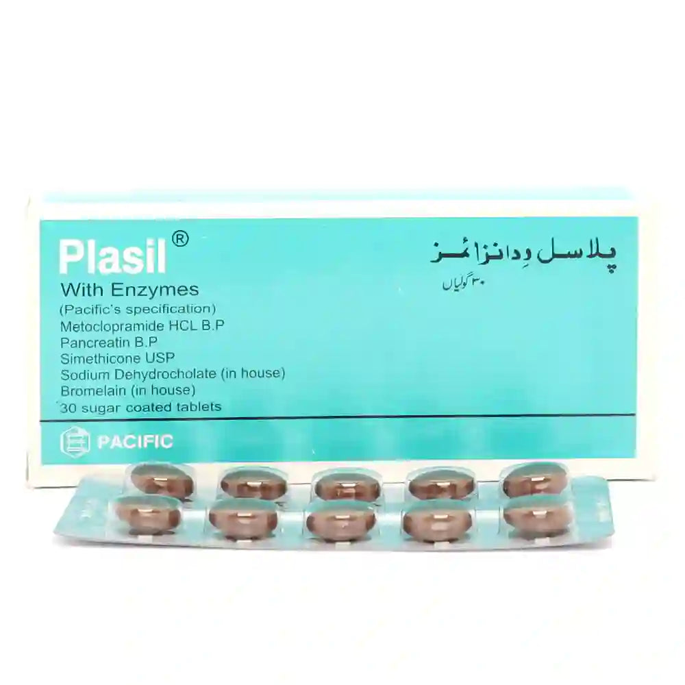 Plasil With Enzyme Tablets (1 Box = 3 Strips) (1 Strip = 10 Tablets)