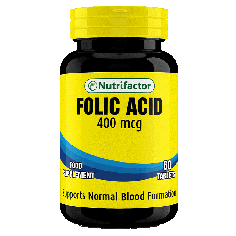 Nutrifactor Folic Acid Tablets 400Mcg (1 Bottle = 60 Tablets)