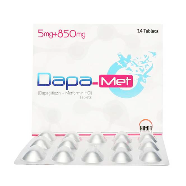 Dapa-Met Tablets 5Mg+850Mg (1 Box = 2 Strips) (1 Strip = 14 Tablets)