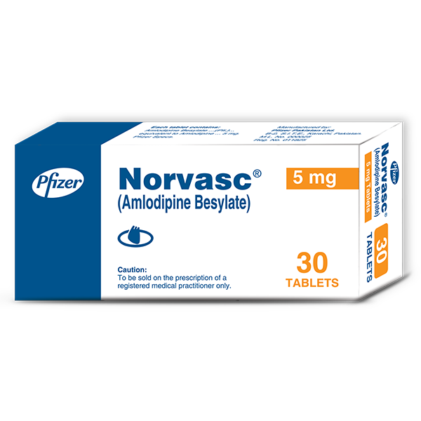 Norvasc Tablets 5Mg (1 Box = 3 Strips) (1 Strip = 10 Tablets)