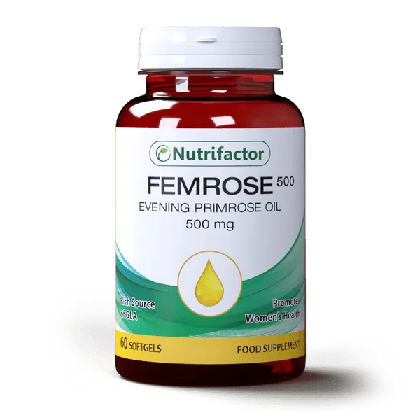 Nutrifactor Femrose Evening Primrose Oil Softgel Capsules 500Mg (1 Bottle = 60 Softgel Capsules)