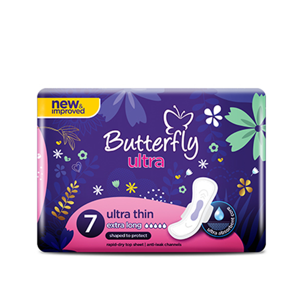 Butterfly Ultra-Thin Economy Pack Sanitary Pads Extra Long 7 Pcs