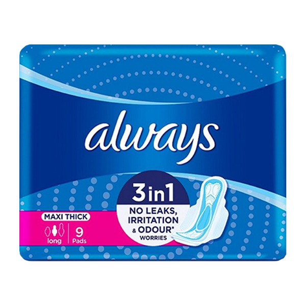 Always Maxi Thick Sanitary Pads Long Single Pack 9Pc